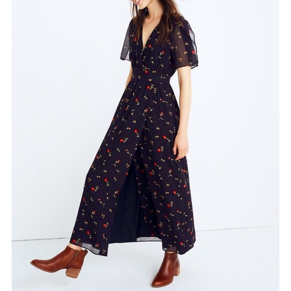 Madewell Tulip-Sleeve Maxi Dress in Sweet Blossoms Sz 2 - Picture 1 of 15
